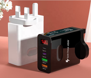 Recién llegados 45W 2 USB C + 2 USB A cargador de teléfono con pantalla digital LED Adaptador de múltiples puertos para teléfonos celulares - Product Image 4