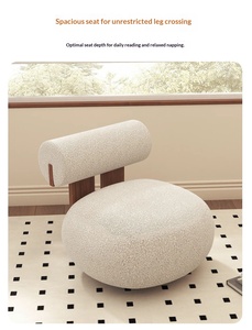 Sillón Minimalista <span class=keywords><strong>para</strong></span> Espacios Pequeños, Respaldo Cilíndrico Tapizado en Bouclé, <span class=keywords><strong>para</strong></span> Sala de Estar - Product Image 5