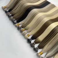 Extensions de cheveux humains professionnelles à nano-perles, qualité salon, 100% cheveux vierges Remy, fusion à froid, mini-pointes invisibles pour femmes blanches