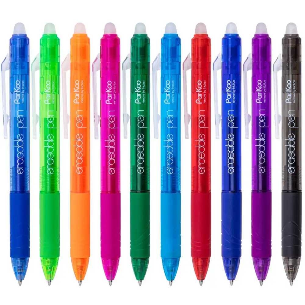 Bolígrafos de Gel borrables retráctiles punto fino Clicker, bolígrafo de tinta de Gel de 10 colores para planificadores de escritura, cometa errores desaparecer