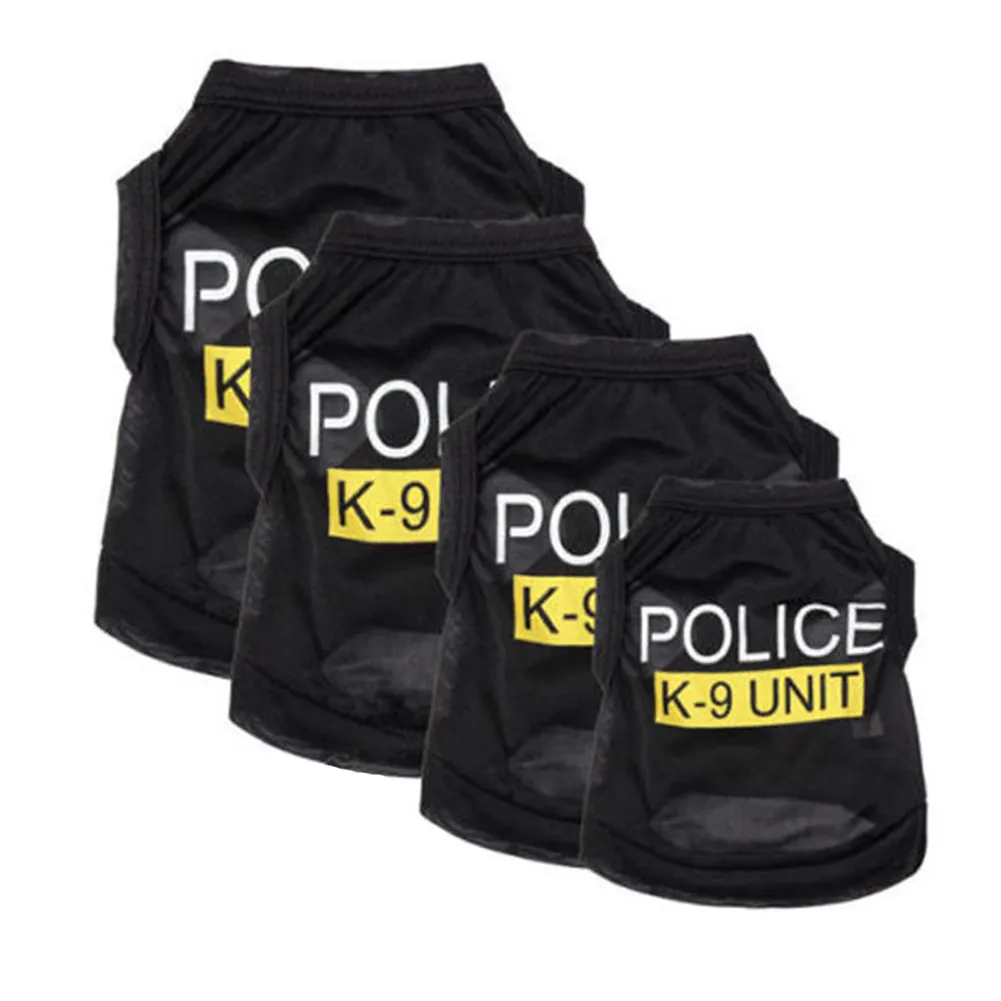 Police Suit Cosplay Dog Clothes Black Elastic Vest Puppy T-Shirt Coat Accessories Apparel Costumes Pet Clothes