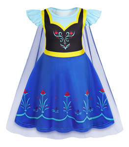 Disfraces <span class=keywords><strong>de</strong></span> manga corta Elsa Anna Tiana aventura princesa niña vestido con capa Cosplay Halloween TV película disfraces - Product Image 4