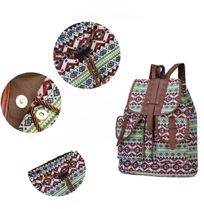 <span class=keywords><strong>Zaino</strong></span> transfrontaliero di tendenza retrò da <span class=keywords><strong>donna</strong></span> modello geometrico Casual alla moda con chiusura a cerniera e fodera in poliestere con coulisse - Product Image 2