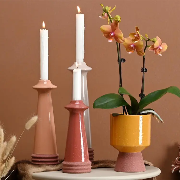 Suporte de velas decorativo personalizável, suporte de velas multicolorido para mesas de mesa