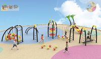 Système de parc d'aventure multi-activités avec toboggan extérieur robuste en PE/plastique/métal 780x830x480cm pour entraînement en extérieur
