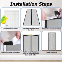 39 "W X 82" H Malla de fibra de vidrio magnética ignífuga Moderna Fácil de instalar Puerta mosquitera manos libres