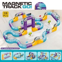 SamToyCn Set Trek Kereta Magnetik SETM, Trek Balap Mobil Slot Fleksibel, Set Trek Rel Listrik Ajaib DIY untuk Anak-Anak