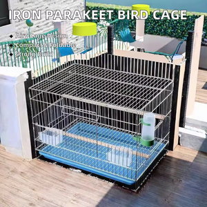 Grande <span class=keywords><strong>cage</strong></span> à oiseaux pliable en fil de fer avec bac à eau, <span class=keywords><strong>cage</strong></span> en métal pour perroquets et petits oiseaux, plateau en fer pour l'élevage, plateau en plastique, palette - Product Image 2