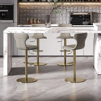 Tabouret de bar haut pour usage domestique, style américain moderne de luxe léger, réglable, en acier inoxydable, fabriqué en Chine