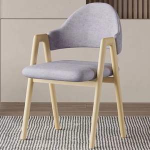 Silla de comedor tapizada de tela nórdica moderna, sillón con marco de madera maciza para sala de estar, restaurante, cafetería, hogar - Product Image 2