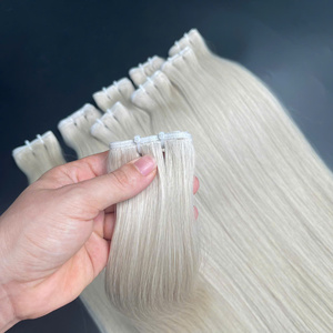 Extensiones de cabello de trama de genio invisible fino ruso Trama de genio de cabello humano dibujado Doble - Product Image 5