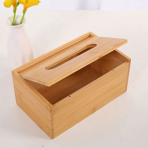 Rectangular Bamboo <b>Tissue</b> <b>Paper</b> Box Holder Household <b>Paper</b> Towel Storage Box with Cover - Product Image 2