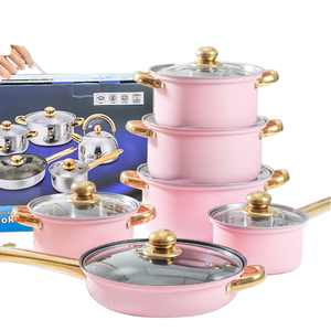 2025 Hot Sale Classic Design Eco-Friendly 10pcs Stainless Steel <strong>Pink</strong> Cooking Pots Lid Casserole Kitchen <strong>Cookware</strong> Sets Dishwasher - Product Image 2