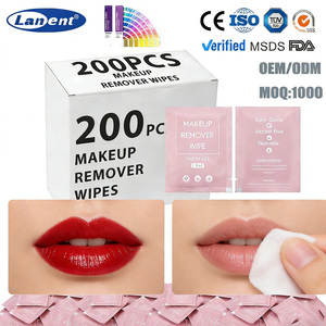 Lingettes démaquillantes jetables roses, format poche, emballées individuellement, éliminent facilement le <span class=keywords><strong>maquillage</strong></span> tenace et waterproof - Product Image 1