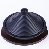 Fournisseur direct d'usine - Tajine marocain en fonte avec base en bois, compatible gaz et induction