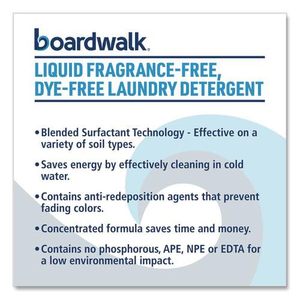 Détergent à lessive liquide non parfumé Boardwalk, lot de 4 (1) bouteilles d'un gallon, sans parfum, sans colorant, sans phosphore, sans APE et sans NPE - Product Image 4