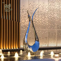 BLVE Grand Art Moderne Décoration Extérieure Statues De Jardin En Métal Poli En Acier Inoxydable Sculpture Abstraite