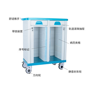 Carrito de plástico para historias clínicas con cerradura y ruedas silenciosas para almacenamiento de archivos - Product Image 1