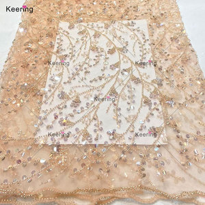 Sang Trọng Thêu Đính Cườm Vải Lưới Tùy Chỉnh Giá Bán Buôn Bạc Đính Cườm Pháp Vải Tuyn Ren Vải Cho Đám Cưới Buổi Tối Ăn Mặc - Product Image 5