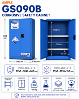 Armadio di Sicurezza in Acciaio a Doppia Porta Blu da 340L (90 Galloni) per Stoccaggio di Prodotti Chimici Corrosivi, per Scuole, Ospedali, Approvvigionamento B2B