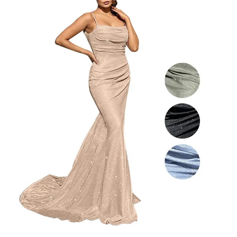 Sequin Elegant Halter Proms Strapless Party Dress Prom Fishtail Evening Gowns