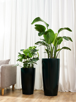 Grands Pots de Fleurs Décoratifs en Plastique Glacés pour Usage Extérieur, Forme Fleur/Plante Verte, pour Sol, Centres Commerciaux, pour Bonsaï
