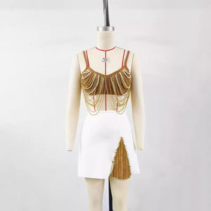 Abbigliamento moda catena di nappe Top Crop Top <span class=keywords><strong>da</strong></span> <span class=keywords><strong>donna</strong></span> gonna <span class=keywords><strong>da</strong></span> <span class=keywords><strong>donna</strong></span> due pezzi set di abbigliamento <span class=keywords><strong>donna</strong></span> <span class=keywords><strong>sera</strong></span> Party Club abito - Product Image 4