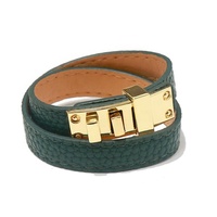 Bracelet en cuir à double couche avec fermoir pivotant