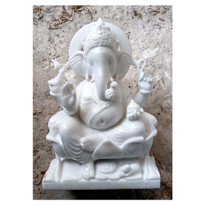 Statue du dieu Ganesha en marbre de Makrana - Product Image 1