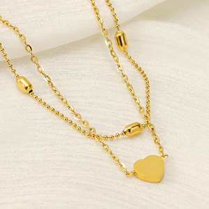 Nouvelle chevillère en acier inoxydable plaqué or en forme de cœur |   Bracelet de cheville à double chaîne avec breloque délicate pour femme |   Tendance et élégant - Product Image 3
