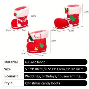 Sac cadeau de Noël 2025 en forme de botte, décoration festive, bottes rouges en tissu tissé du Père Noël pour enfants - Product Image 4