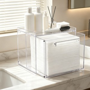 Boîte à mouchoirs en acrylique, support de rangement transparent et étanche pour salle de bain, usage domestique, grande capacité, design minimaliste - Product Image 1