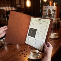 Porte-menu en cuir de qualité supérieure, style vintage, pliable, pour restaurants et bars