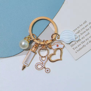 Portachiavi Creativo per Infermieri, Mascherina Medica, Siringa, Stetoscopio, Mini Portachiavi a Forma di Cuore, Regalo per Insegnanti di Medicina, Festa degli Infermieri - Product Image 3