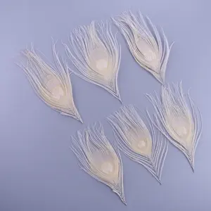 10 pièces/<span class=keywords><strong>lot</strong></span> teint blanc plume <span class=keywords><strong>de</strong></span> paon artisanat 10-15CM 4-6 "fabrication <span class=keywords><strong>de</strong></span> bijoux boucles d'oreilles création décor Xywae marque - Product Image 6