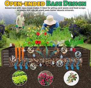 240X120,02X45cm Verzinktes <span class=keywords><strong>Hochbeet</strong></span>, Outdoor-Pflanzkasten Gartenkästen Großer Metall-Pflanzkasten, Braun - Product Image 2