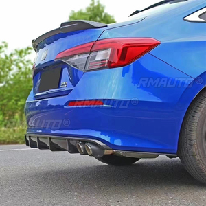 For Honda Civic 11th 2021 2022 <b>ABS</b> Carbon Bumper Rear Trunk Diffuser Bumper Lip Spoiler Body Kit - Product Image 3