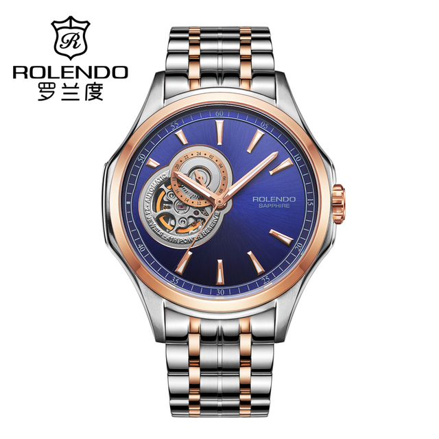 Luxurious Men's Automatic Mechanical Watch - Sapphire Glass Wristwatch with Gold-plated Stainless Steel - Business Watch