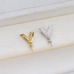 Colgante en Forma de V de Plata S925, Soporte Vacío para Joyería DIY, Accesorio para Collar de Perlas Personalizado, Colgantes de Jade, Dijes - Product Image 2