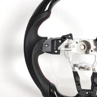 Setir Kemudi Sport Flat Bottom Berbahan Kulit Serat Karbon Mazda MX-5 Miata 2016-2023 dengan 3 Palang, Ukuran Grip 35mm/40mm, Warna Hitam