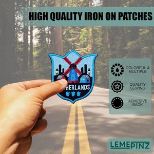 Netherlands Embroidery <b>Patch</b> 3 Inches Iron <b>On</b> <b>Sew</b> <b>On</b> Travel Applique Fabric <b>Patch</b> For Bags - Product Image 5