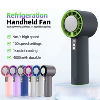 Ventilateur portable pliable haute vitesse à quatre vitesses avec chargement USB, affichage numérique 100 niveaux, mini-paquet de glace, version anglaise