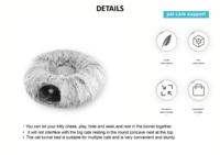 Vente en gros Lit pour chat Donut pliable en velours pliable écologique amovible lavable solide motif chat endormi