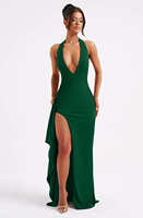 Nuevo Vestido de Fiesta Largo con Escote Halter y Abertura Alta, Vestido de Noche Formal