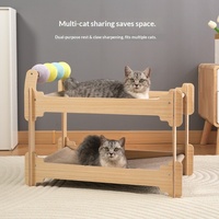 Lit pour chat double couche haut de gamme en gros, griffoir en bois massif contreplaqué avec coussin en coton et lin, mobilier pour animaux de compagnie personnalisé OEM ODM
