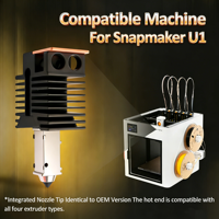 Kit Hotend 0.2/0.4/0.6/0.8mm pour Snapmaker U1, entièrement assemblé, prêt à l'emploi, avec bloc céramique, pour tête d'impression d'imprimante 3D Snapmaker U1