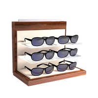 Présentoir rotatif en métal à 3 faces avec revêtement poudré pour lunettes de soleil, sur pied, pour magasins d'optique