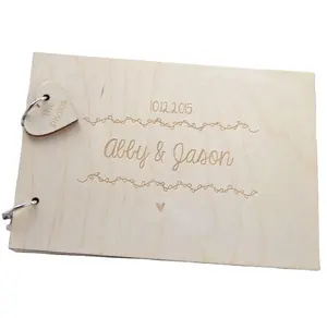 नई डिजाइन उपहार दुल्हन व्यक्तिगत अद्वितीय कस्टम लकड़ी के फोटो शादी अतिथि पुस्तक