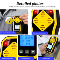 Analizador de Gases Tóxicos Portátil, Detecta CH4, CO, H2S, O2, 200H de Larga Duración en Espera, Detector de Gas Portátil con Respuesta Rápida ≤30s