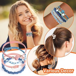 Élastiques à cheveux pour femmes et filles, lot de 20 pièces, bracelets et élastiques à cheveux double usage style bohème, attaches pour queue de cheval - Product Image 4
